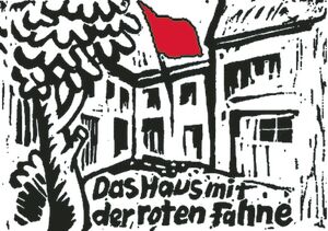 Zeichnung Haus mit der roten Fahne