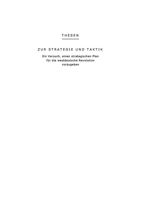 Thesen zu Strategie und Taktik