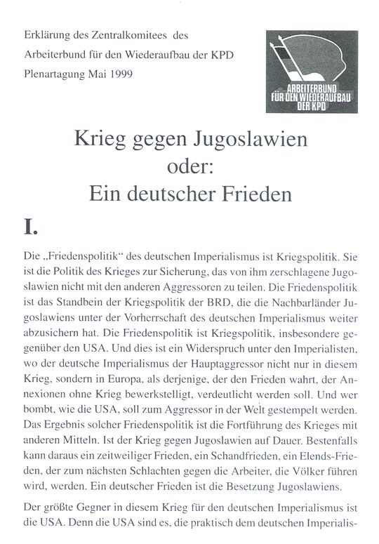 Krieg gegen Jugoslawien oder: Ein deutscher Frieden